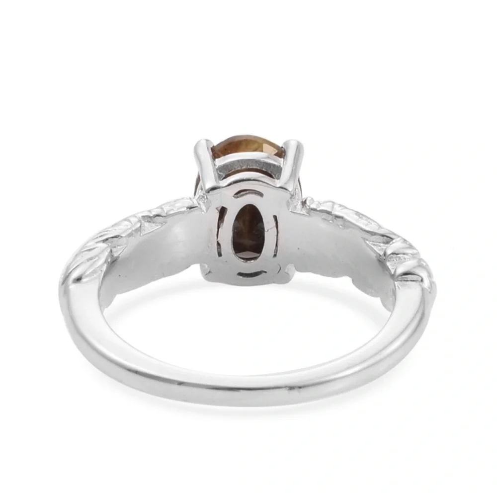 Chocolate Sapphire Ring Platinum Bond Brass Oval 1.25 ctw Size 6
